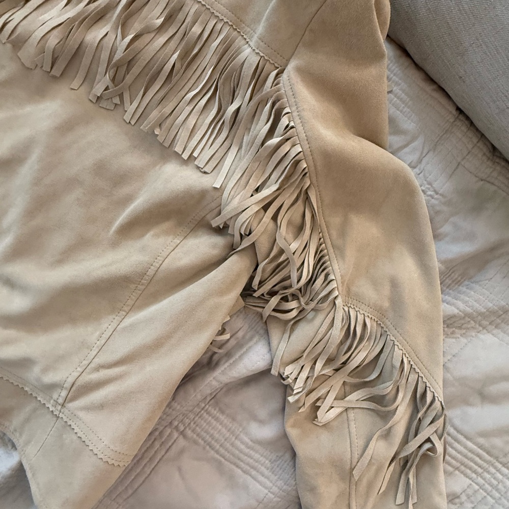 Ralph Lauren Camel Suede Leather Jacket Western Style Boho Fringe - Picture 3 of 17